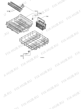 Взрыв-схема посудомоечной машины Zanussi ID4016N - Схема узла Baskets, tubes 061